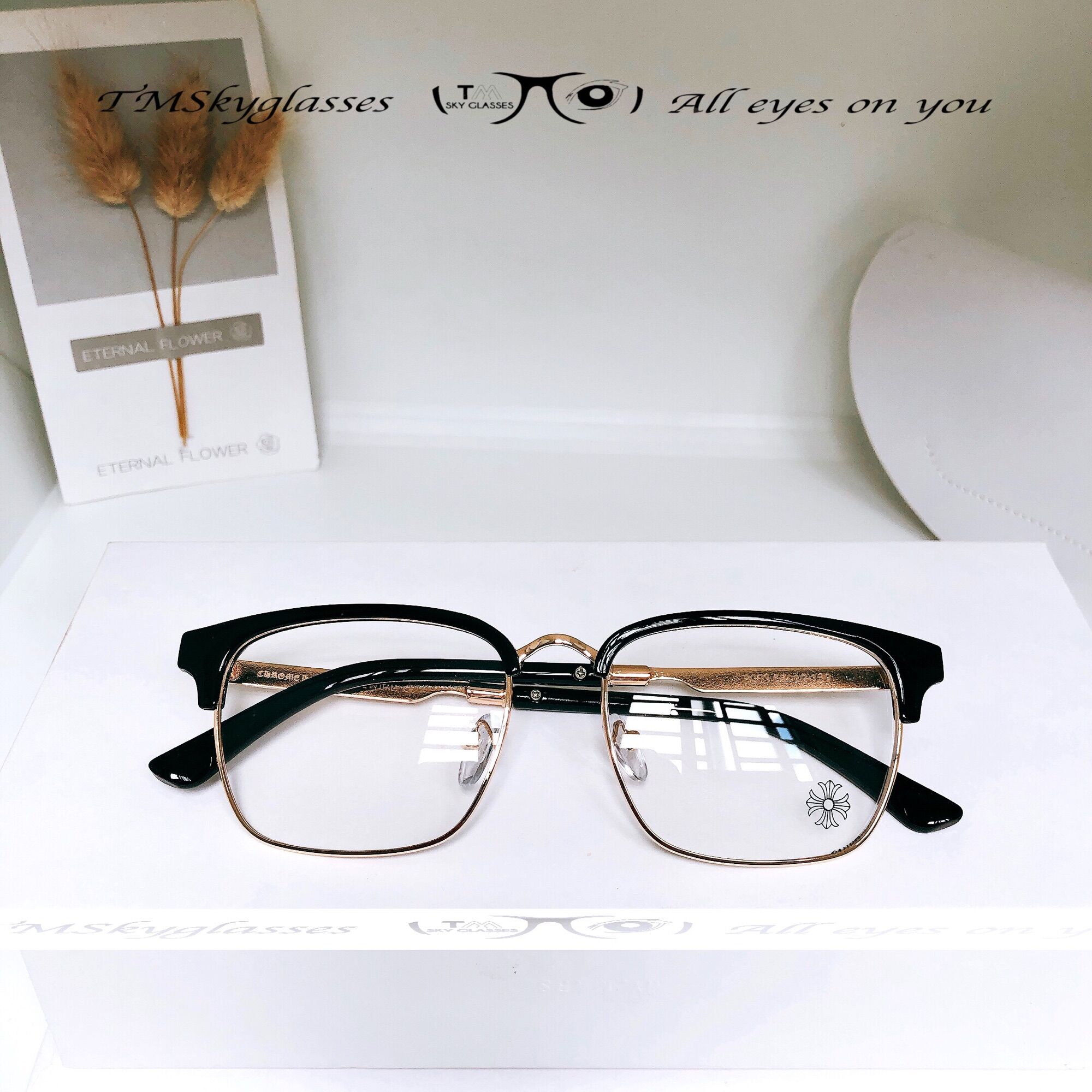 Gọng mắt kính clubmaster nam nữ thời trang Hàn Quốc có thể ráp cận viễn loạn