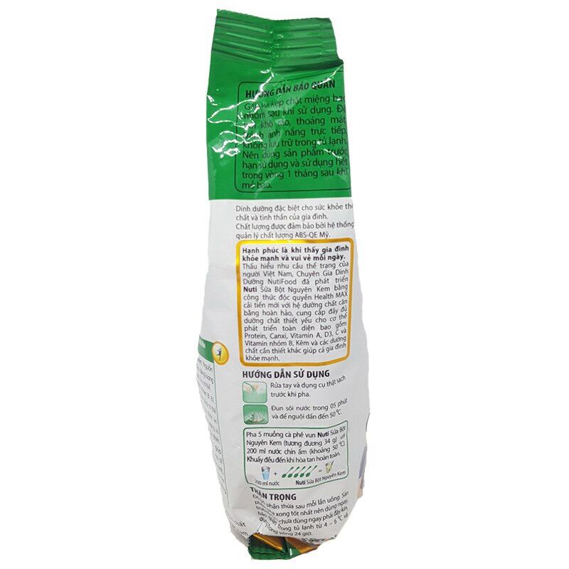 [HCM]Sữa bột Nuti Nguyên kem bịch 400g