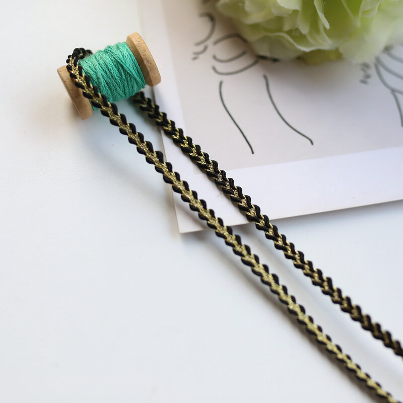Chất Liệu May Vá DIY Chất Lượng Cao 4mm Ruy Băng Ren Vàng Viền Quần Áo Viền Váy Viền Áo Choàng Viền 