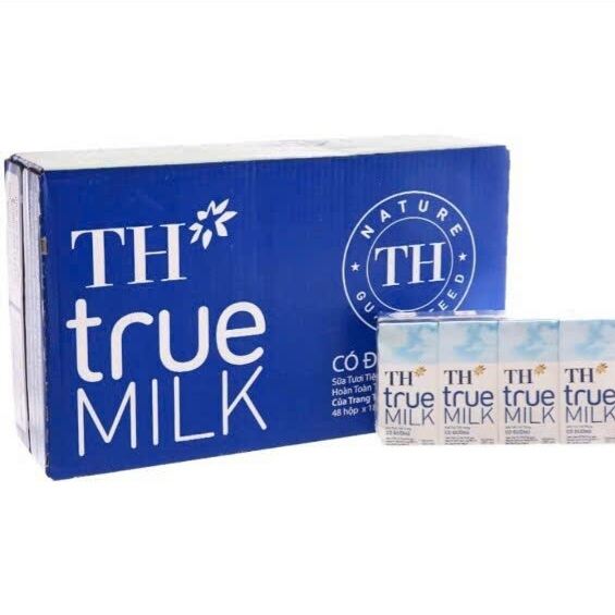 Thùng 48 hộp sữa tươi tiệt trùng ít đường TH True Milk 180ml 180ml x 48