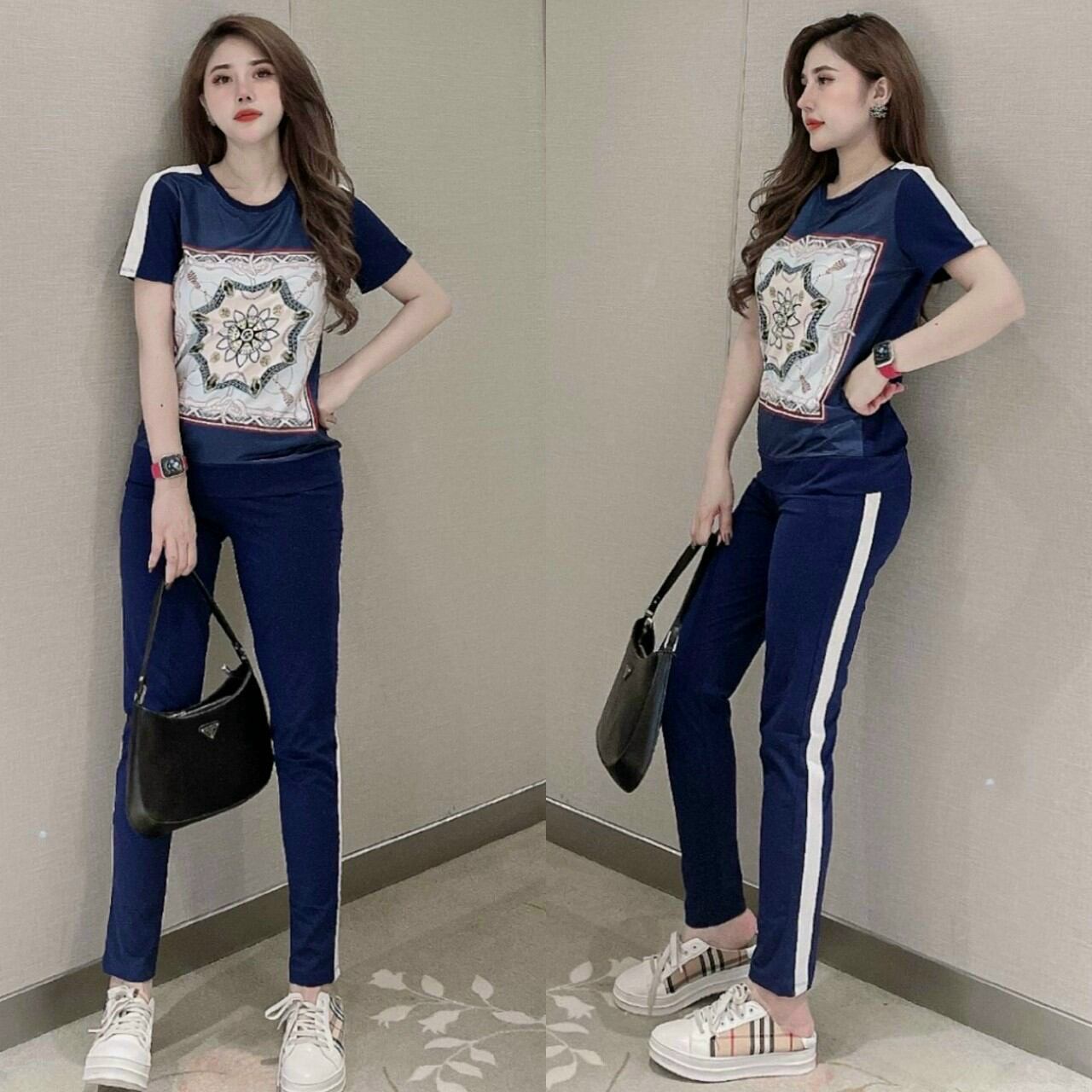 Bộ đồ thể thao nữ in họa tiết 3D cao cấp