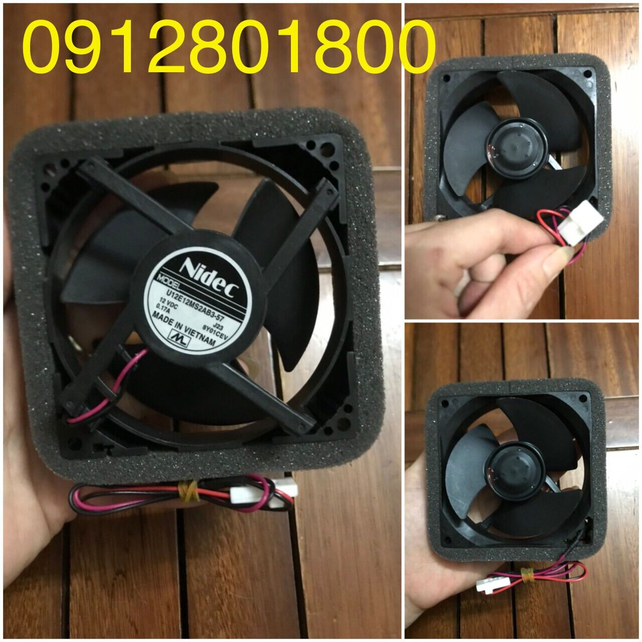 Quạt tủ lạnh Panasonic DC 12V 9*9cm 2 dây