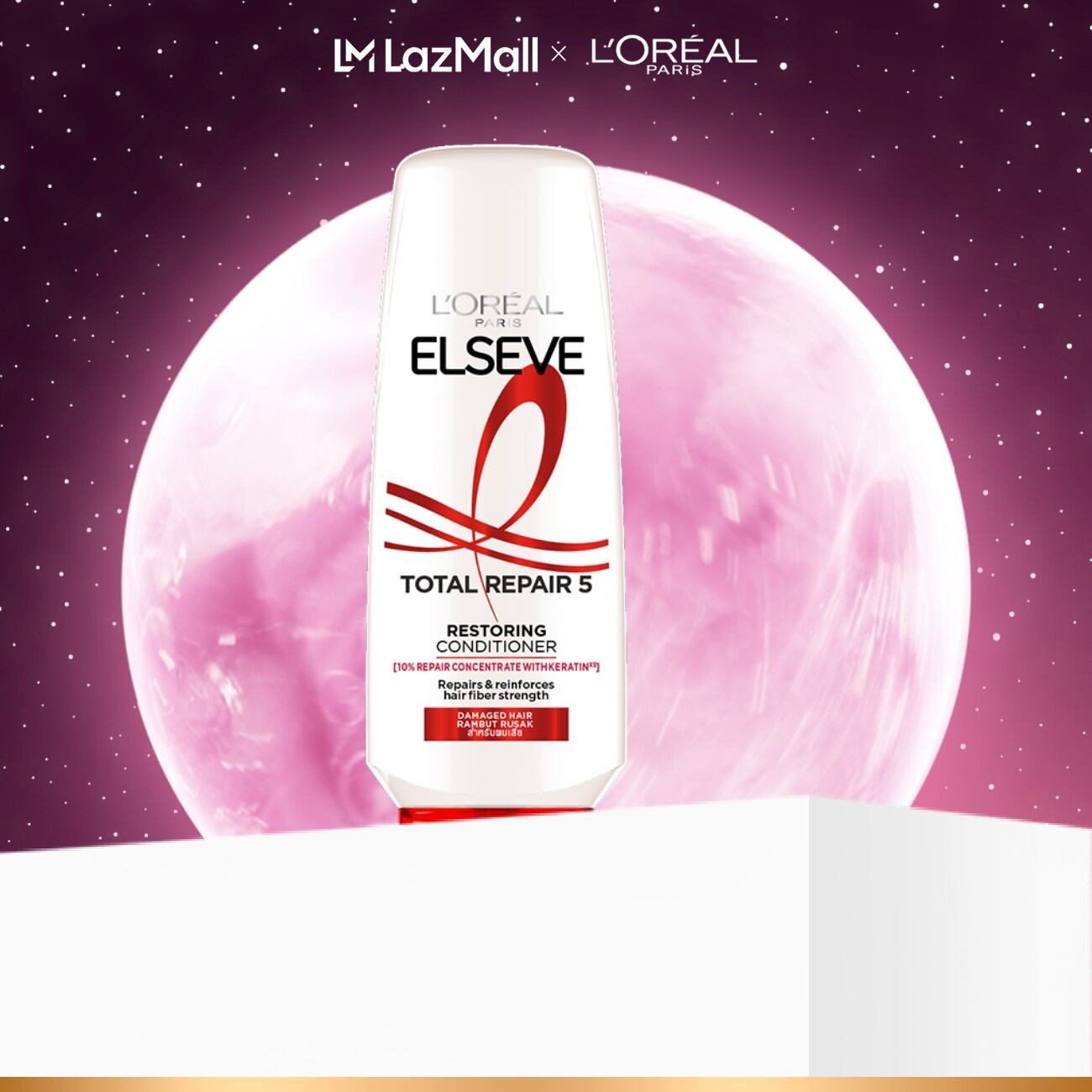 Dầu xả giảm 5 dấu hiệu của tóc hư tổn L'Oréal Paris Elseve Total Repair 5 Restoring Conditioner 265ML ml