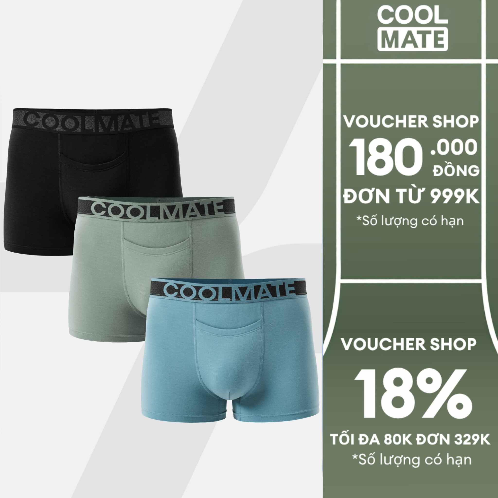 Combo 3 Quần Lót Trunk khe moi Lenzing Modal mềm mại, kháng khuẩn, thấm hút tốt - Coolmate