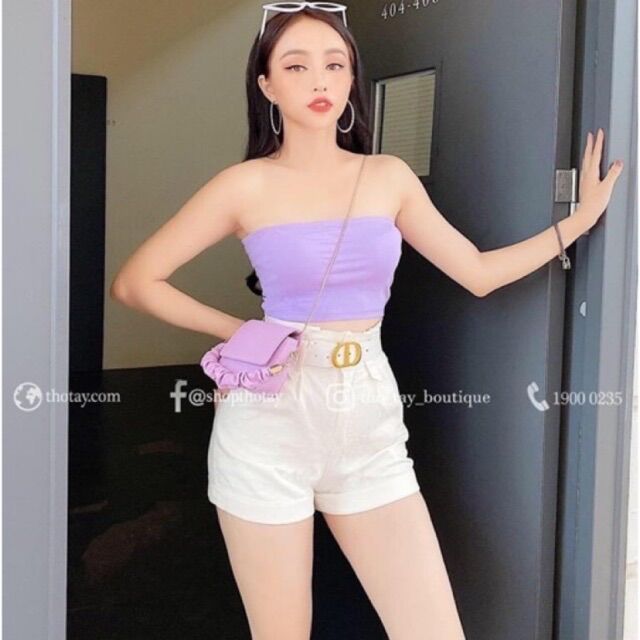 Áo ống thun croptop - hình sàn chụp thật