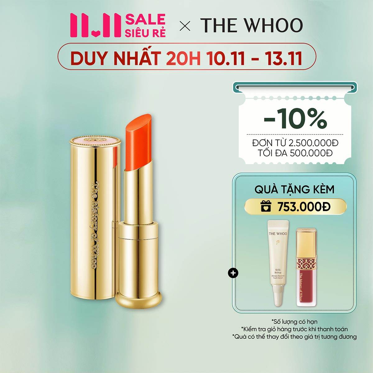 Son dưỡng môi Đông y The history of Whoo Gongjinhyang Mi Glow Lip Balm 3.3g