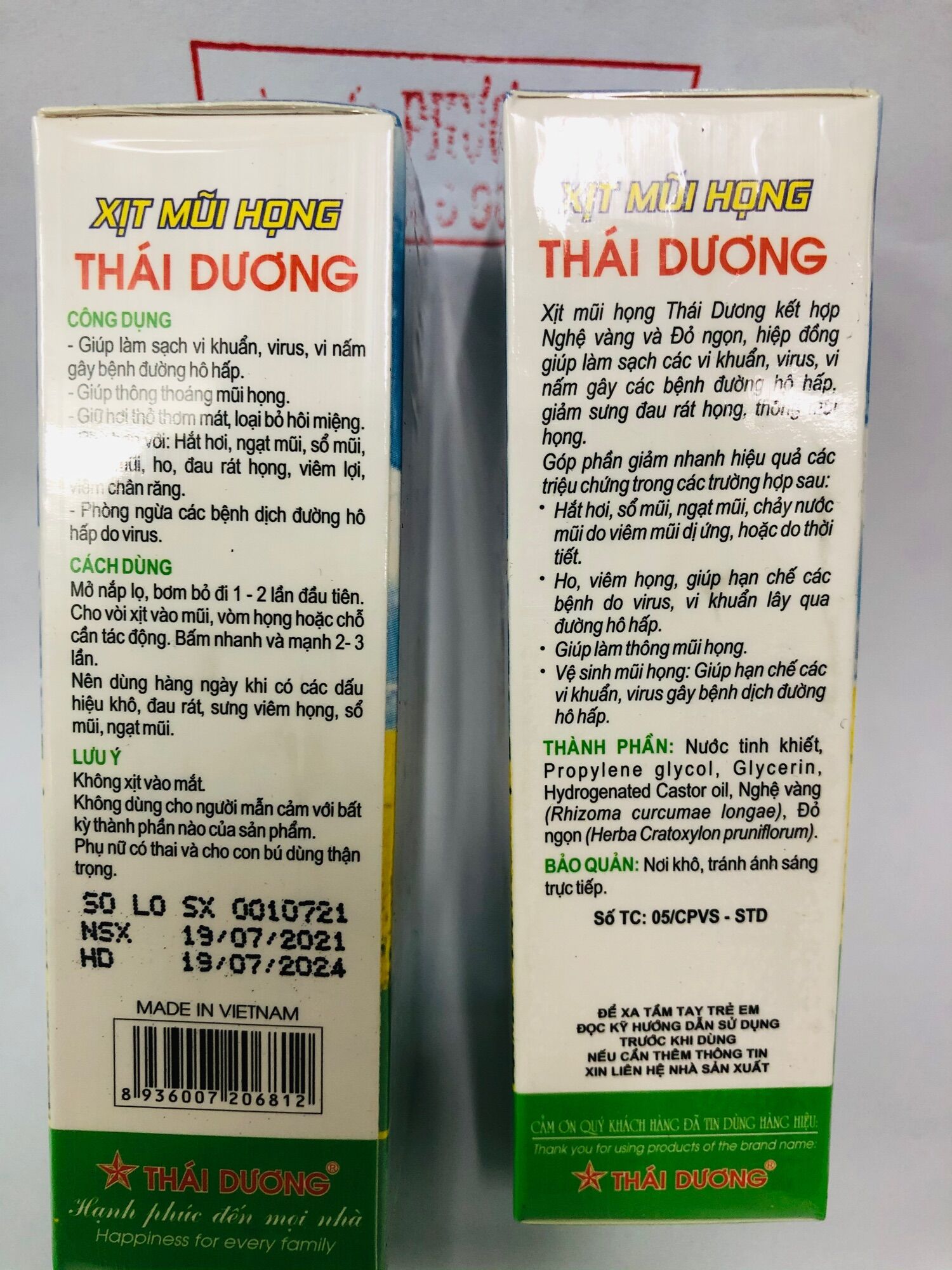 Xịt mũi họng Thái dương-chai 20ml