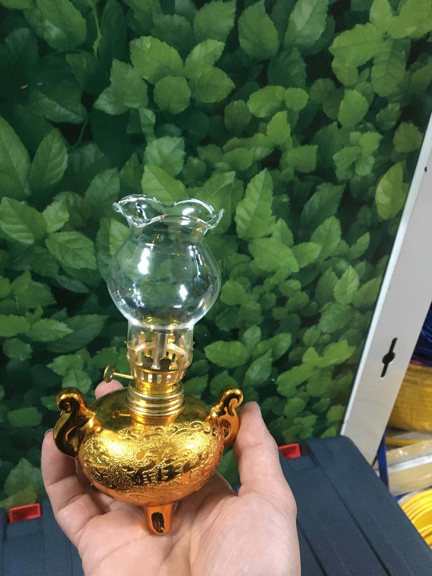 Đèn dầu lưu ly Kim Sa vàng cao cấp