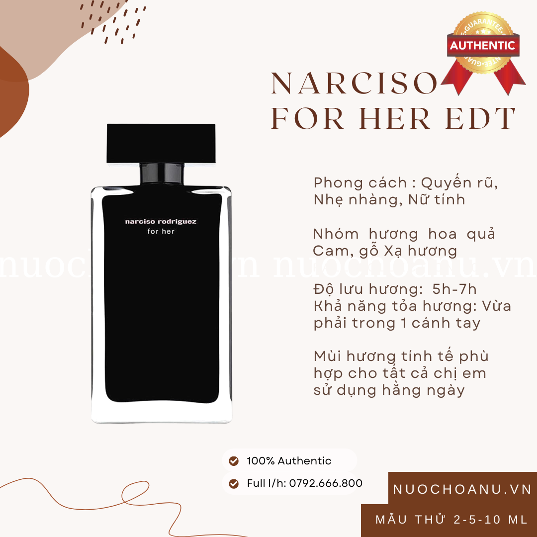 Narciso for her edt nước hoa nữ chính hãng mùi hương nữ tính nhẹ nhàng nuochoanu.vn nar07