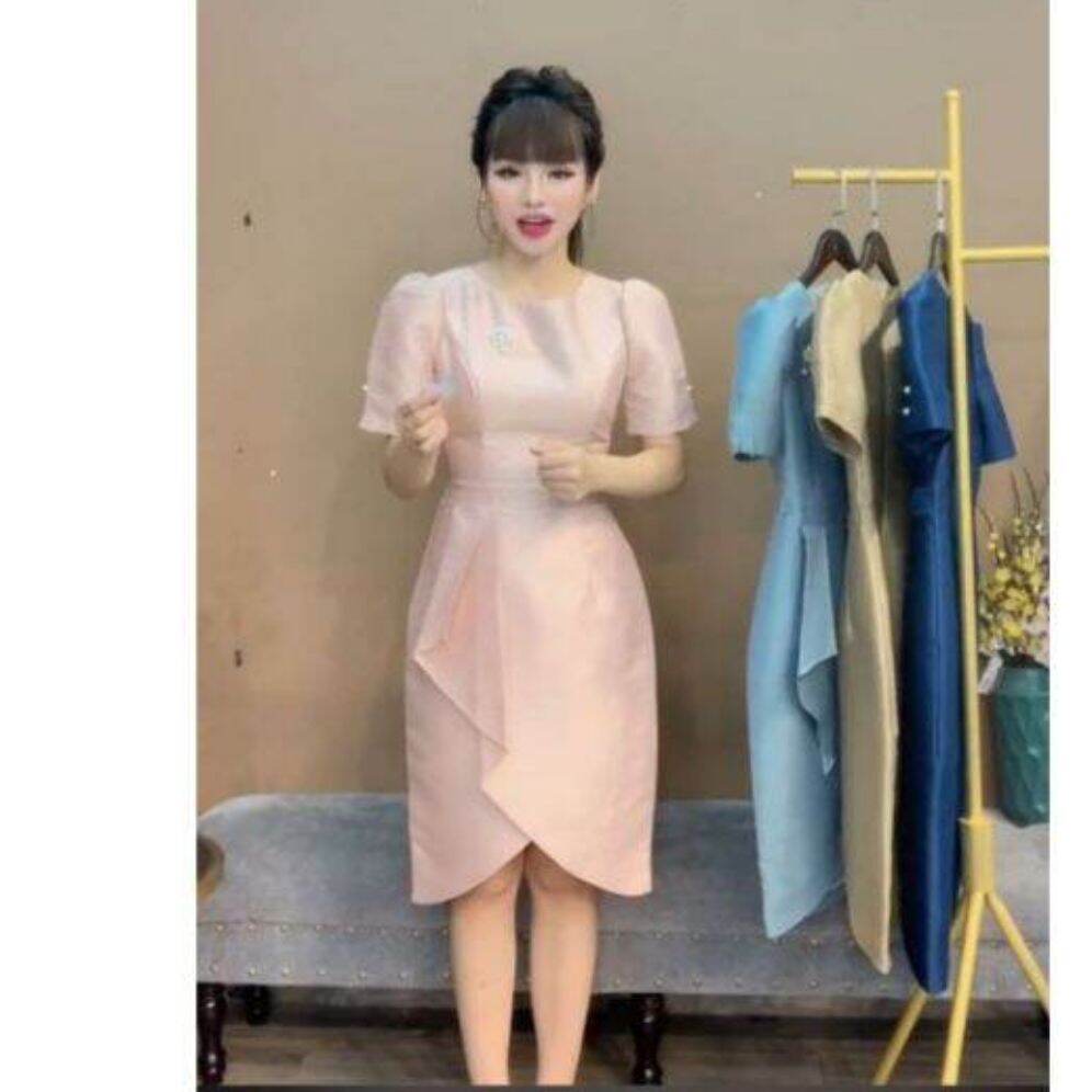 Đầm body xẻ tà tay đính ngọc Monoco sz S,M