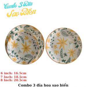 Combo bộ đĩa gốm sứ hoa văn cho một bàn ăn gia đình,đĩa gốm sứ hoa văn cáo cấp