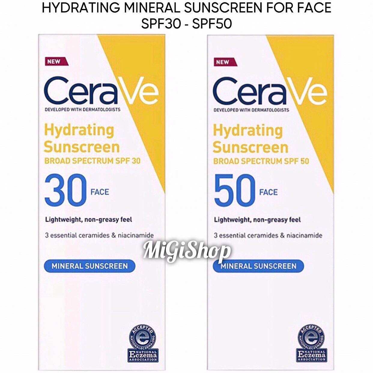 Thanh Lý Kem Chống Nắng Cho Da Mặt CeraVe Hydrating Mineral Sunscreen For Face SPF50 75ml