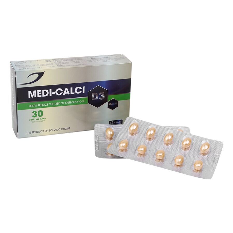 Calci D3 Viên uống Medi-Calci D3 bổ sung canxi ngừa loãng xương Hộp 30 viên thumbnail
