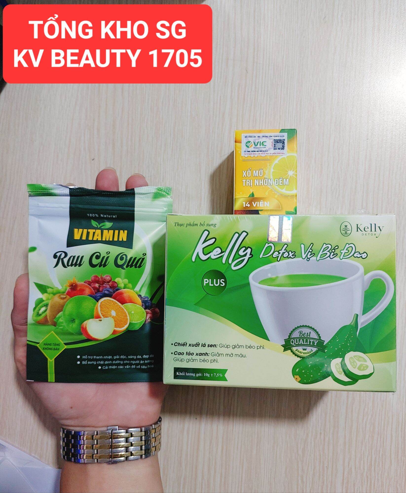Trà Kelly vị Bí Đao kèm Vitamin hộp 15 gói