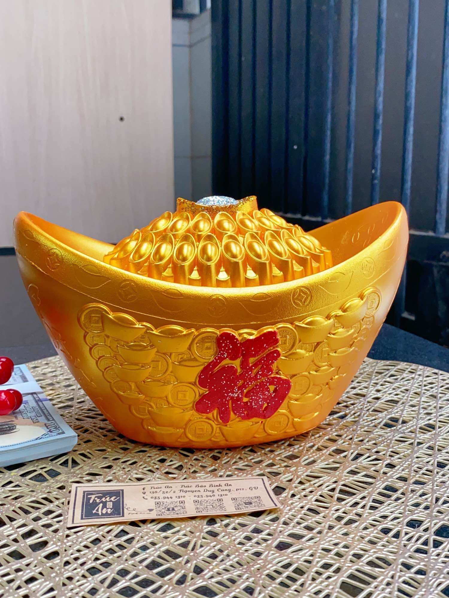 Heo đất Thỏi vàng chữ Phúc, ống tiết kiệm phong thuỷ, chiêu Tài nạp Phúc cho gia chủ thêm nhiều may mắn