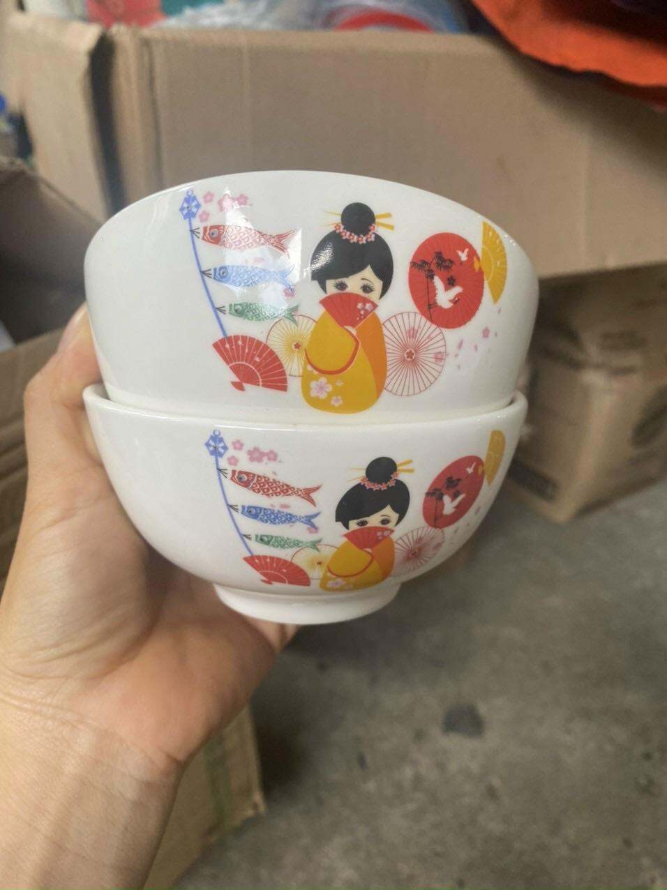 COMBO 2 CÁI CHÉN SỨ HOẠ TIẾT NHẬT BẢN