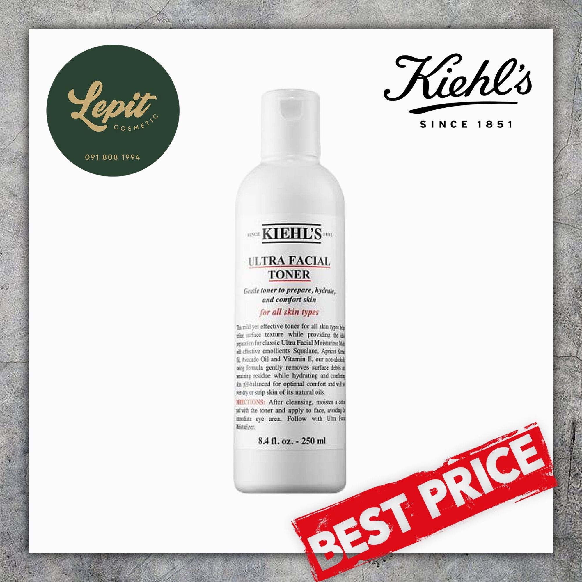 [Lepit Cosmetic] Nước Cân Bằng Và Cấp Ẩm Cho Da Kiehls Ultra Facial Toner 250Ml