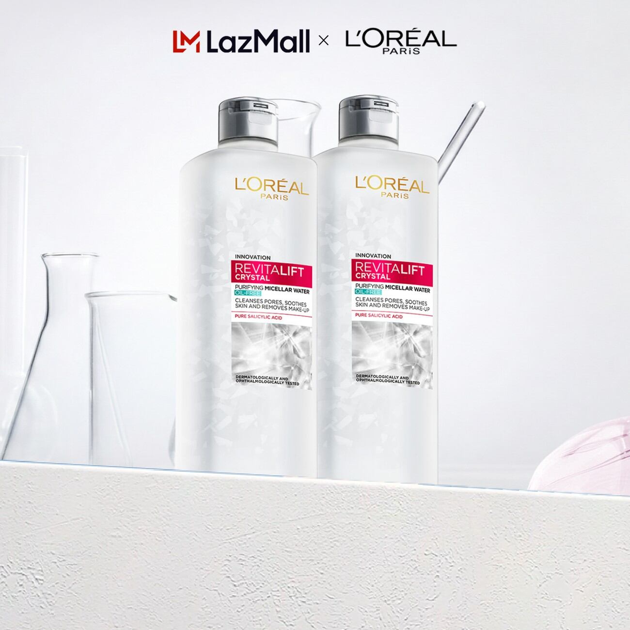 Bộ 2 Nước tẩy trang đa năng 3-in-1 L'Oreal Paris Micellar kiềm dầu cho làn da sáng mịn rạng rỡ 400ml