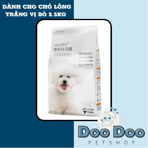 Hạt thức ăn cho chó jialun dành cho chó lông trắng - vị bò 2.5kg