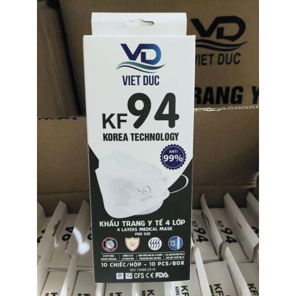 Khẩu trang KF 94 Việt Đức. Sản xuất tại Việt Nam theo công nghệ hàn quốc.