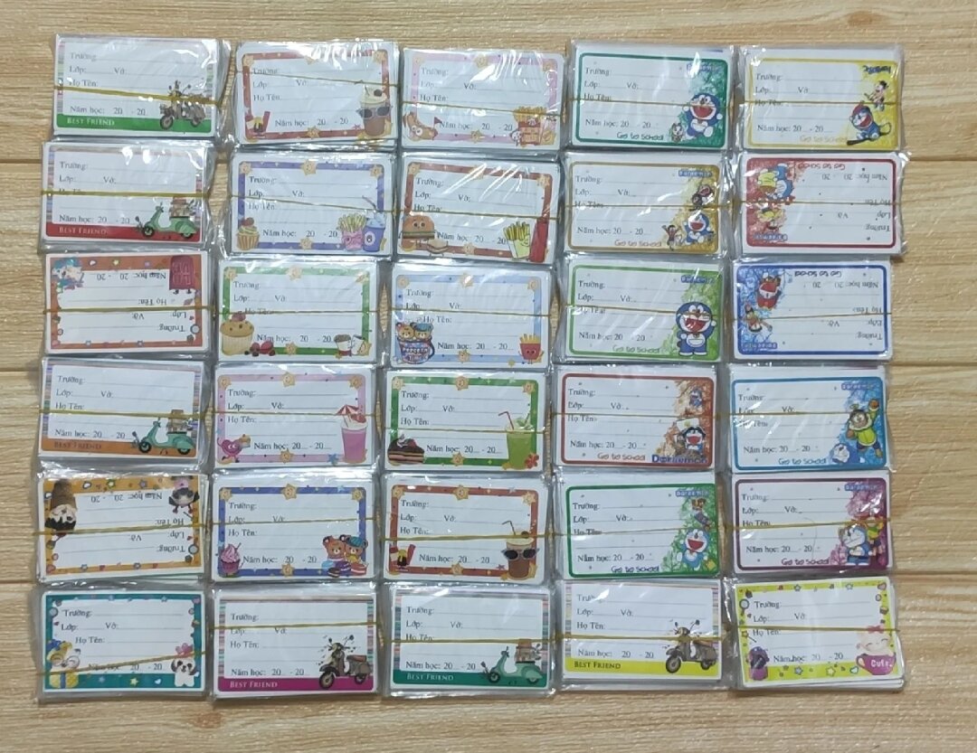 Combo 500 nhãn vở hoạt hình cho bé