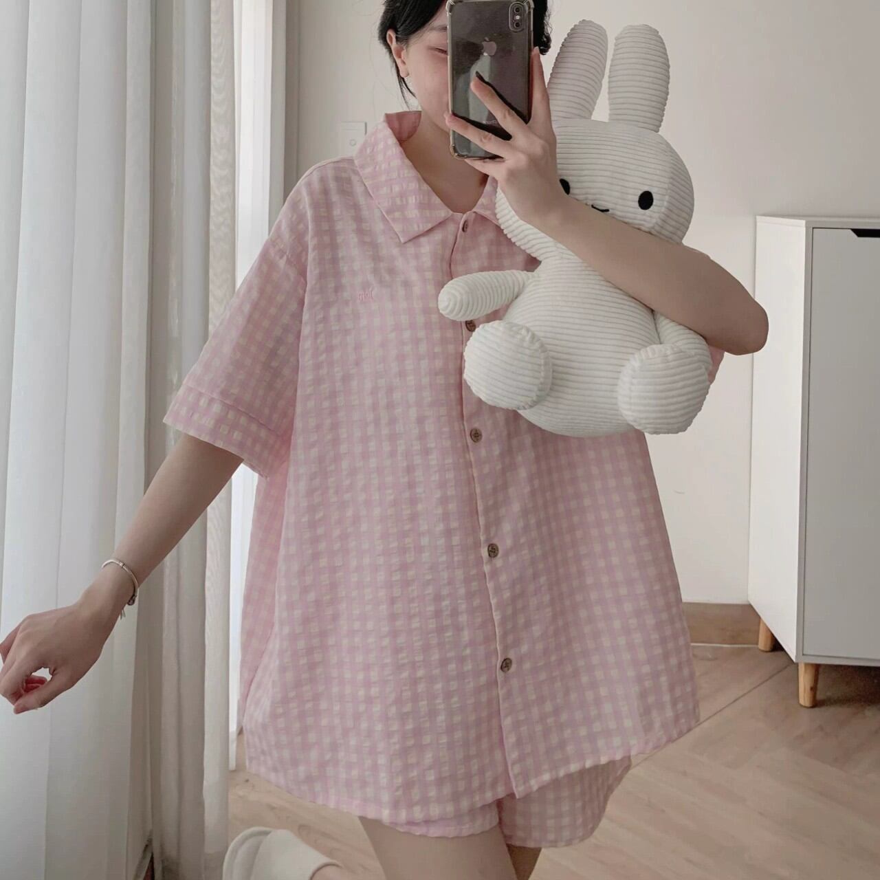 Sét bộ đùi Pyjama kẻ xốp .