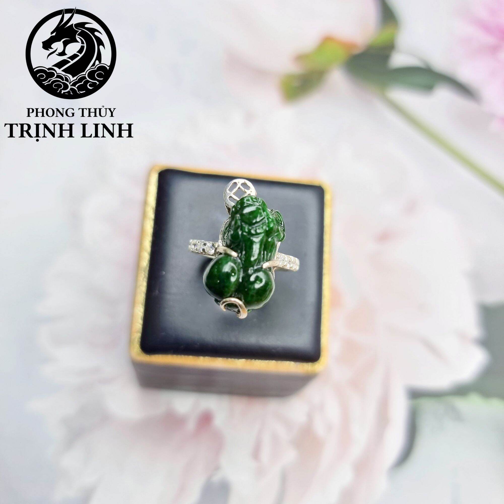 Nhẫn tỳ hưu ngọc cẩm thạch chiêu tài lộc(INBOX ĐẶT SIZE)