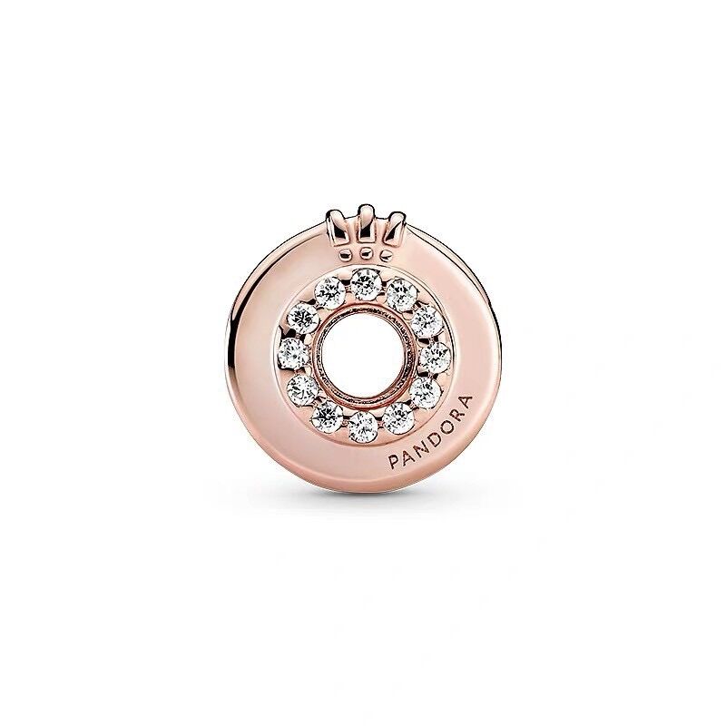 HẠT CHARM PAN ALE VÀNG HỒNG ĐÍNH ĐÁ GIỮA BẠC S925