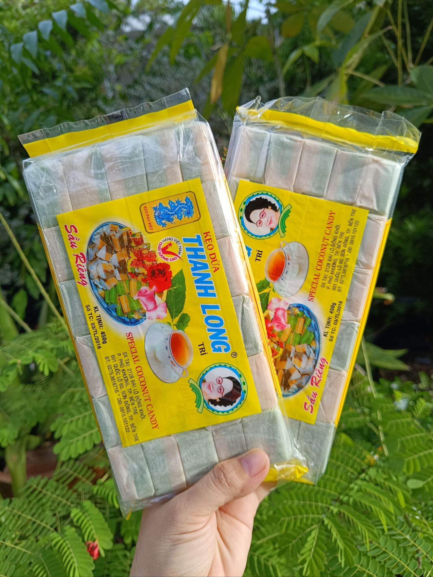 Kẹo dừa sữa dứa sầu riêng Thanh Long 450g ( Kẹo dừa dứa 2 màu truyền thống)