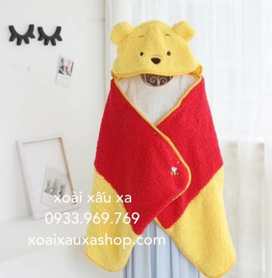 [HCM]Áo choàng gấu bông gấu winnie the pooh disney hàng sưu tầm gấu pooh disney dễ thương đáng yêu- áo choàng bông giữ ấm văn phòng đi tàu xe du lịch tiện lợi hình gấu pooh đẹp