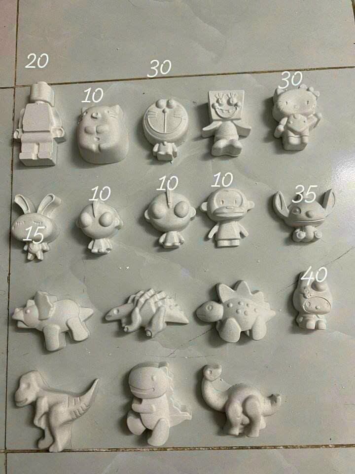 Set 10c tượng mini 2d kèm màu cọ