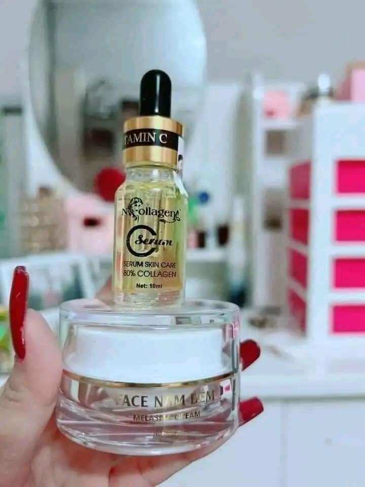 combo kem nám đêm & serum c