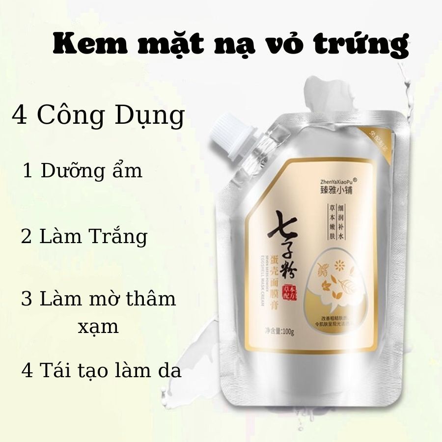 Mặt nạ ủ trắng vỏ trứng thảo mộc dưỡng trắng mờ thâm sạm giảm nếp nhăn