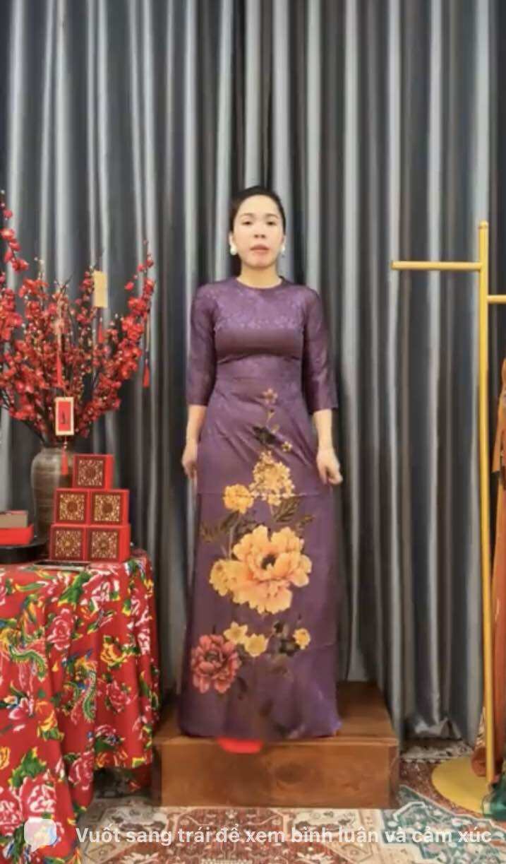 Áo dài gấm thái tuấn cao cấp qa14