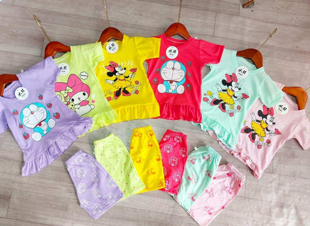 Bộ cộc tay hoạt hình cho bé gái 6-16kg