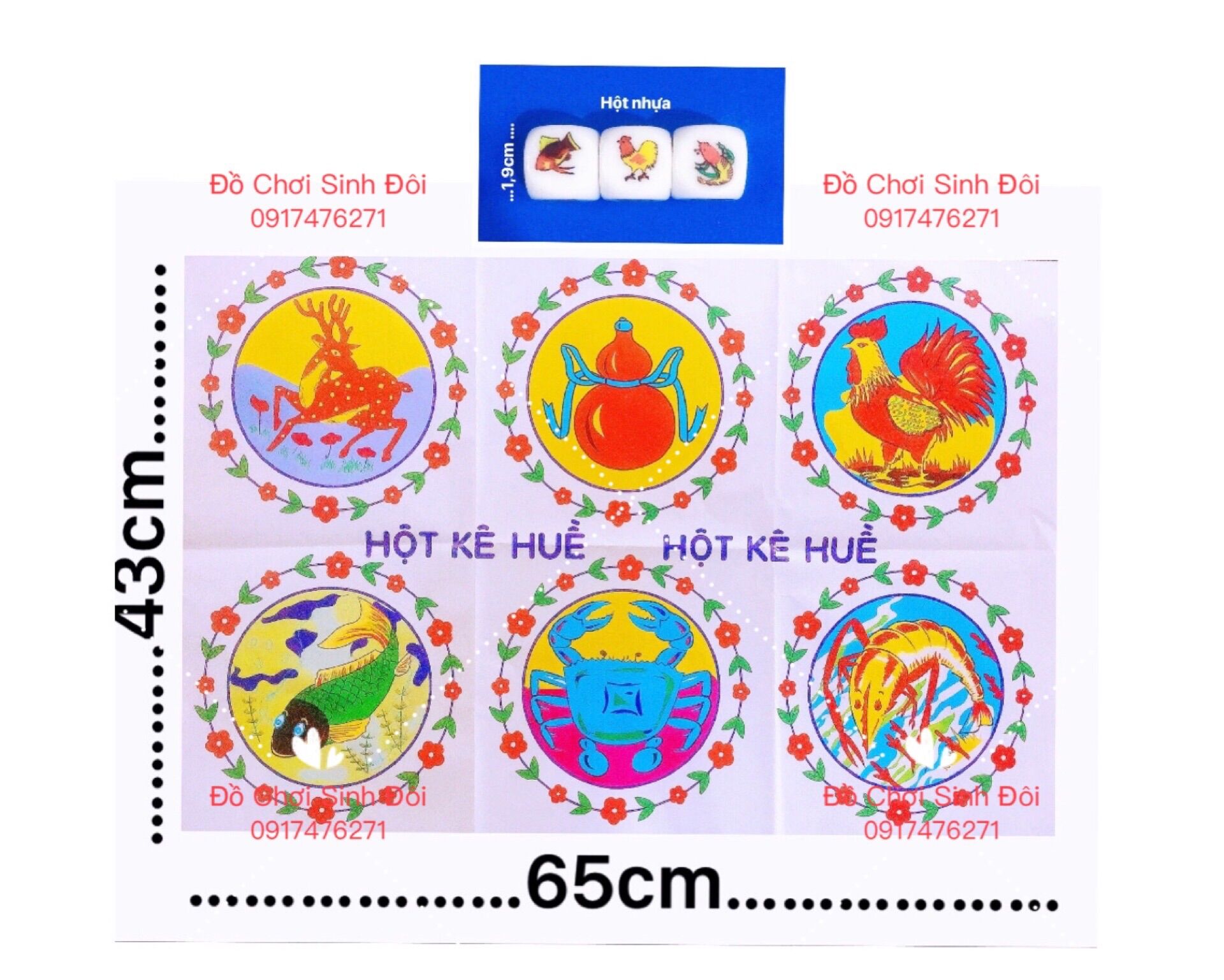 Cờ bầu cua hột nhựa 1,9cm
