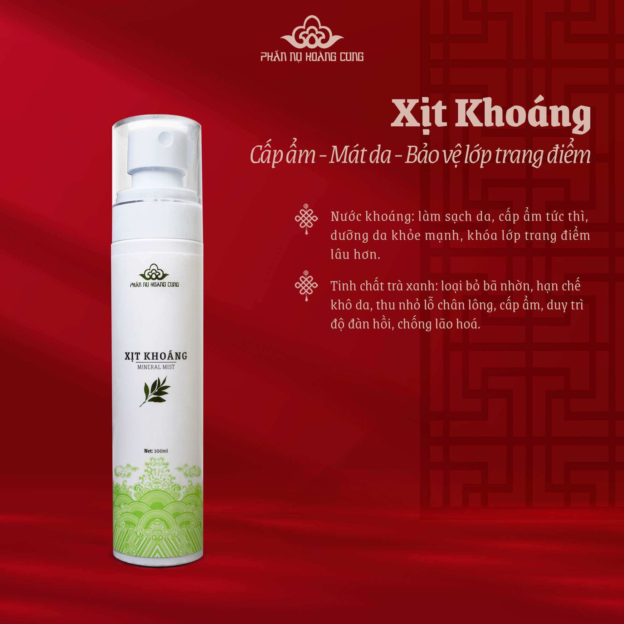Xịt Khoáng trà xanh Phấn Nụ Hoàng Cung