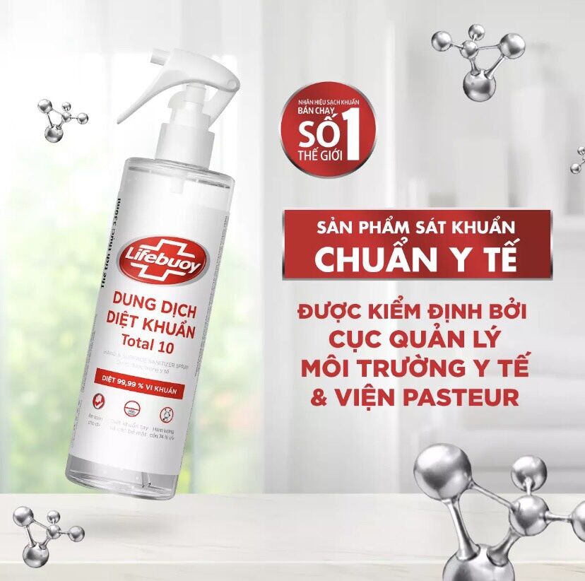 (Xịt 330ml HSD: 25/2/2024) Nước rửa tay Lifebuoy dạng xịt 330ml bổ sung Vitamin E giúp xịt khuẩn làm sạch da tay và không gây khô da
