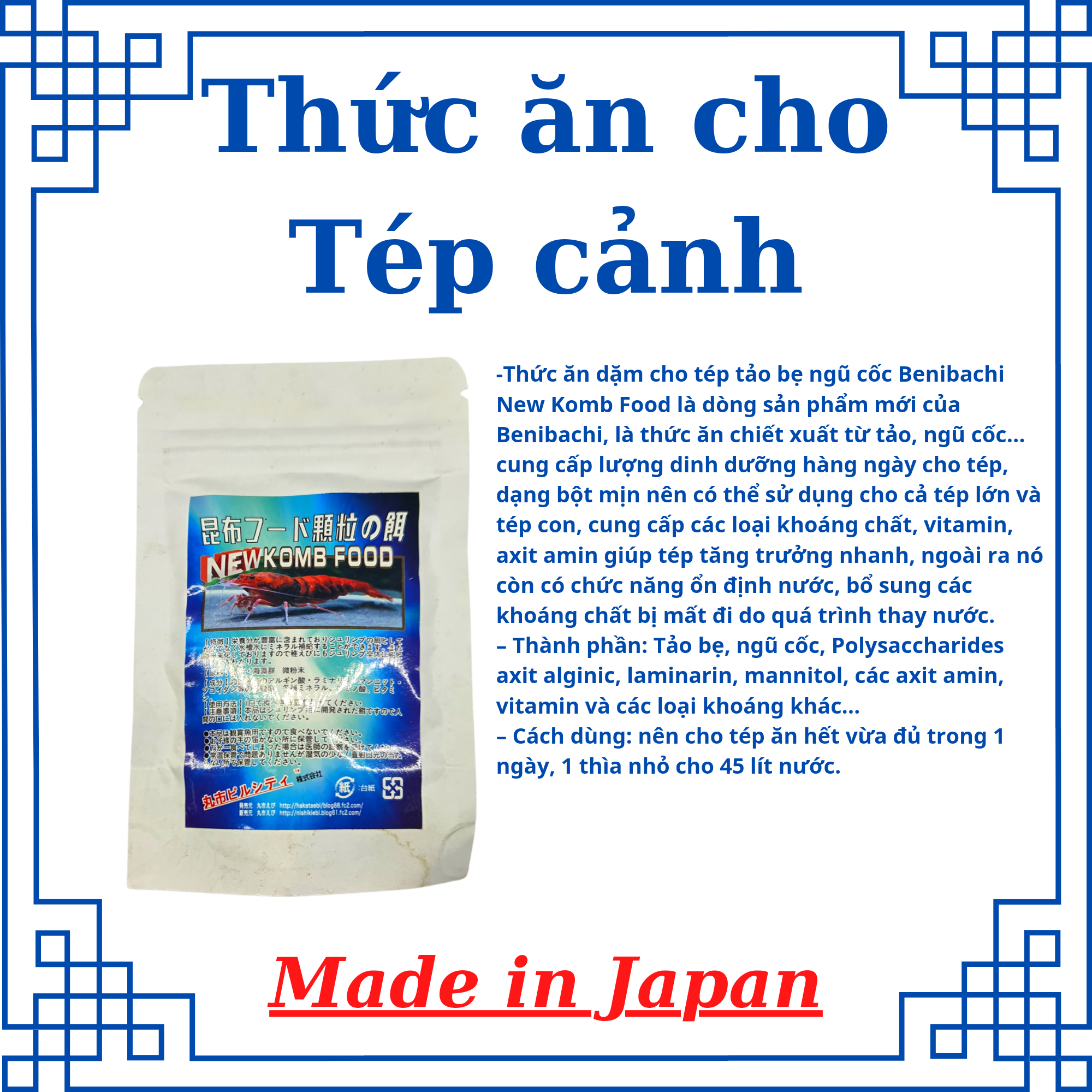 thức ăn cho tép cảnh dạng tảo bẹ và ngũ cốc
