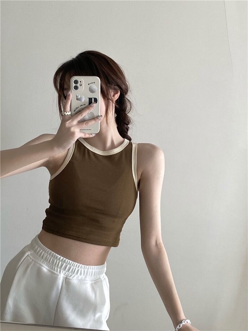 Áo Ba Lỗ Viền Nữ Basic - Áo Croptop Viền 2 Dây Nữ - Áo 2 Dây Basic Co Giãn (CAM KẾT DÀY DẶN, HÌNH SHOP CHỤP 100%)