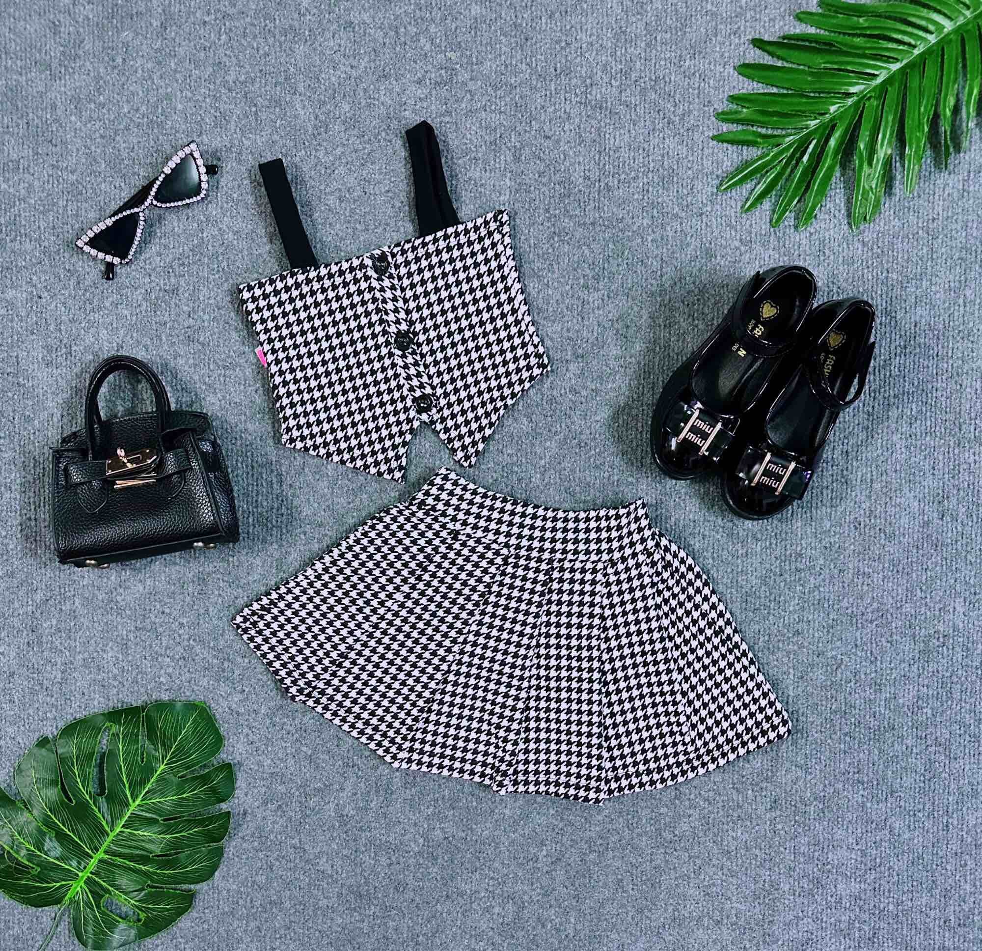 Set Áo Chân Váy Sọc Xinh Bé Gái