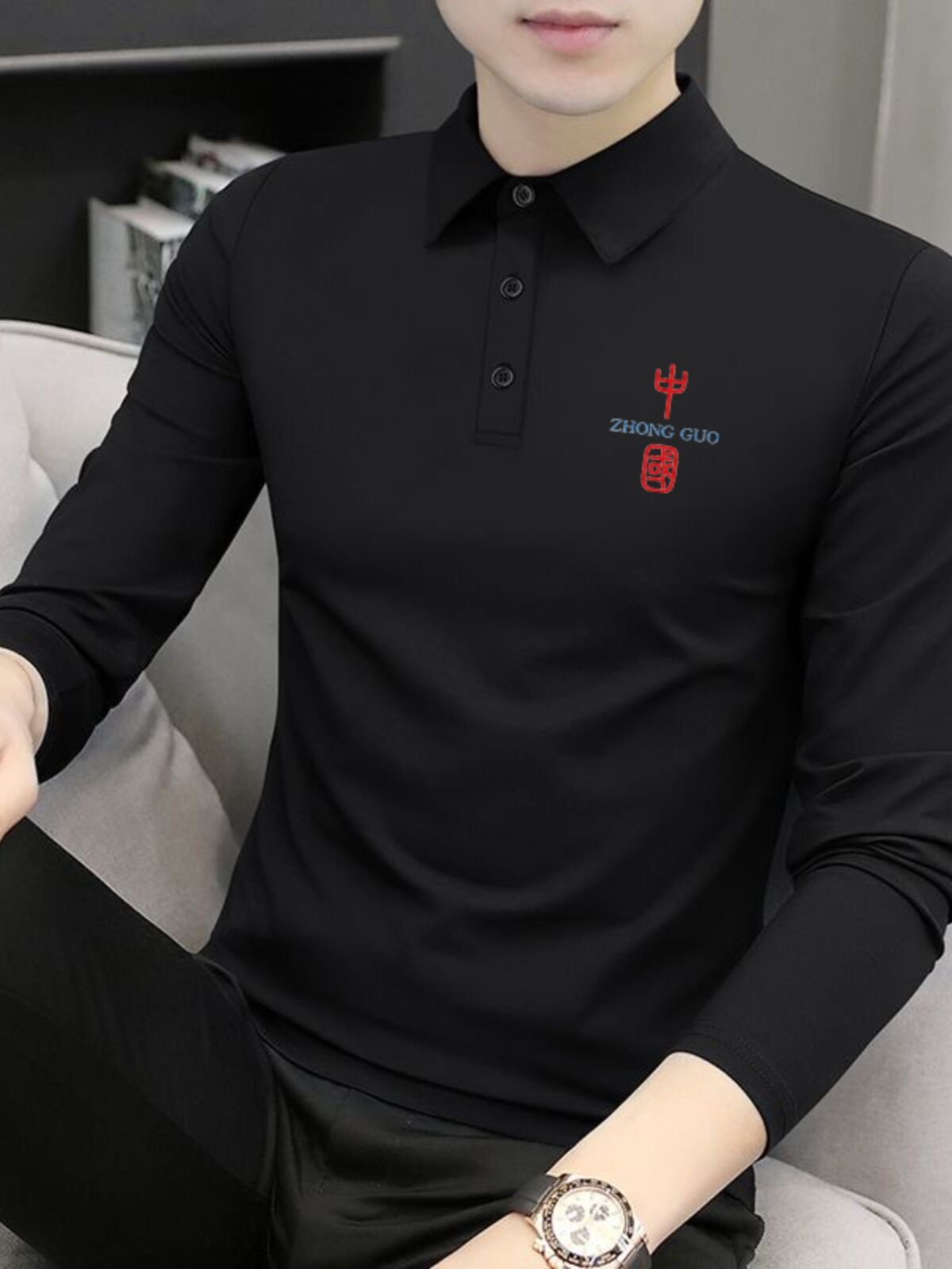Áo Thun Polo Cổ Polo Dài Tay Mùa Thu Modal Slim Fit Dành Cho Nam Thanh Thiếu Niên Cao Cấp Có Cổ Bẻ V