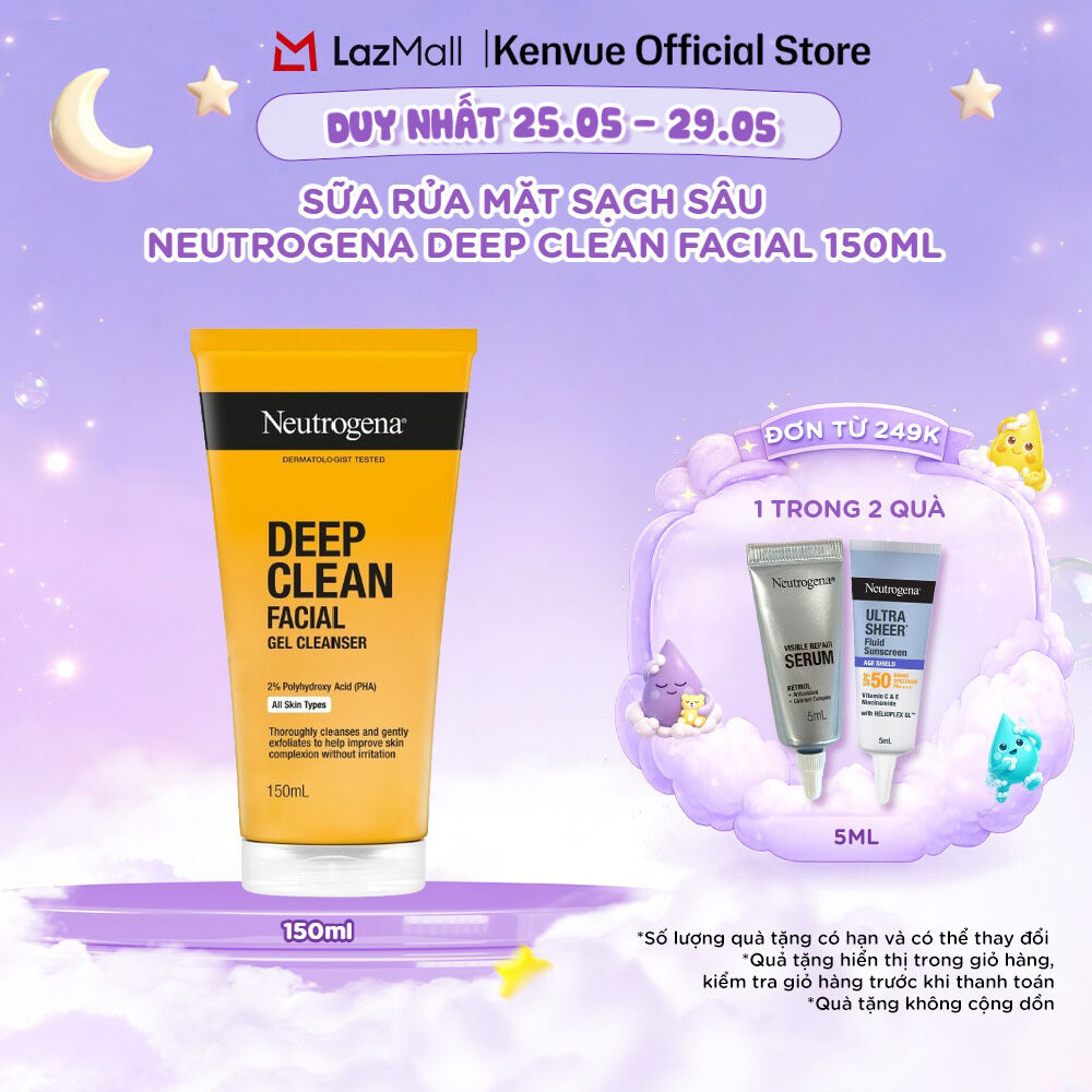 Sữa rửa mặt làm sạch sâu cho DA DẦU NHẠY CẢM Neutrogena Deep Clean Facial Gel 150ml