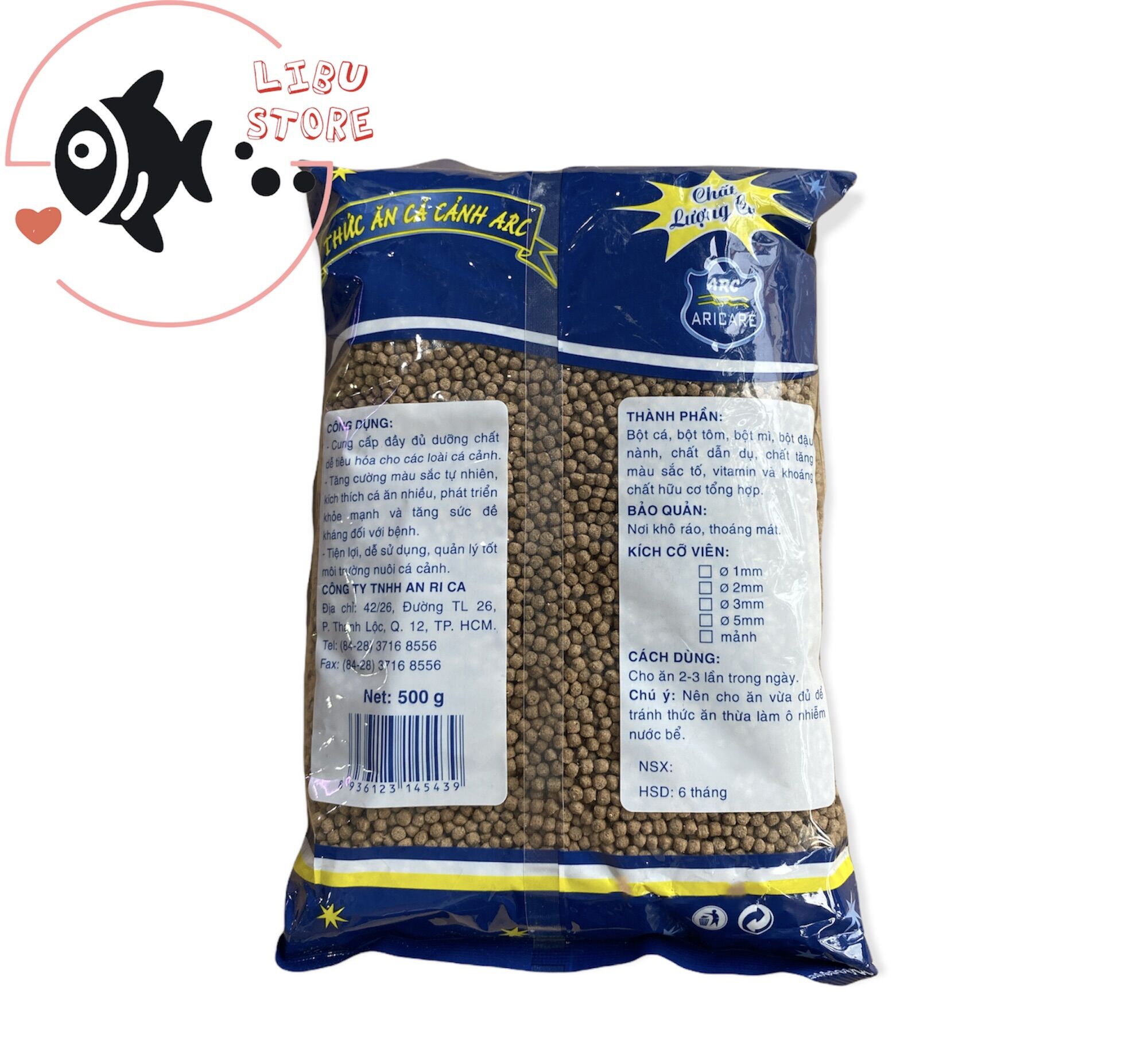 Thức Ăn Cho Cá Cảnh ARICARE Hạt Size 3mm - 500g