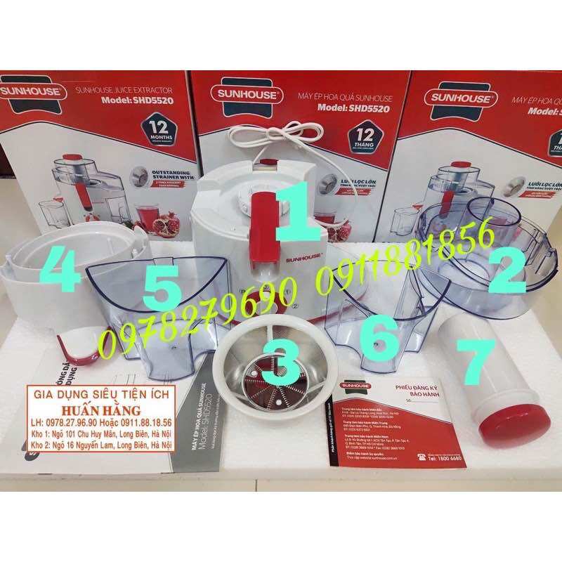 Linh kiện máy ép hoa quả sunhouse shd5520 đỏ có ảnh thật