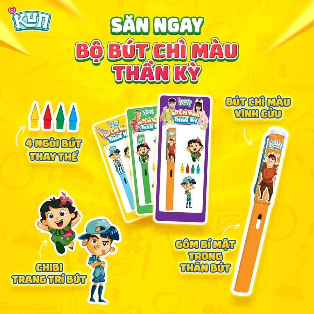 Bộ bút màu thần kỳ kun(combo 5 cây)