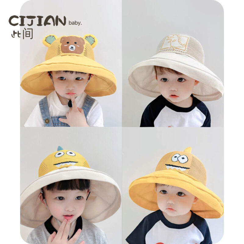 Mũ trẻ em mũ che nắng rộng vành mẫu mỏng mũ chống nắng mẫu lưới mùa xuân hè cho bé trai mũ ngư dân đáng yêu bé gái