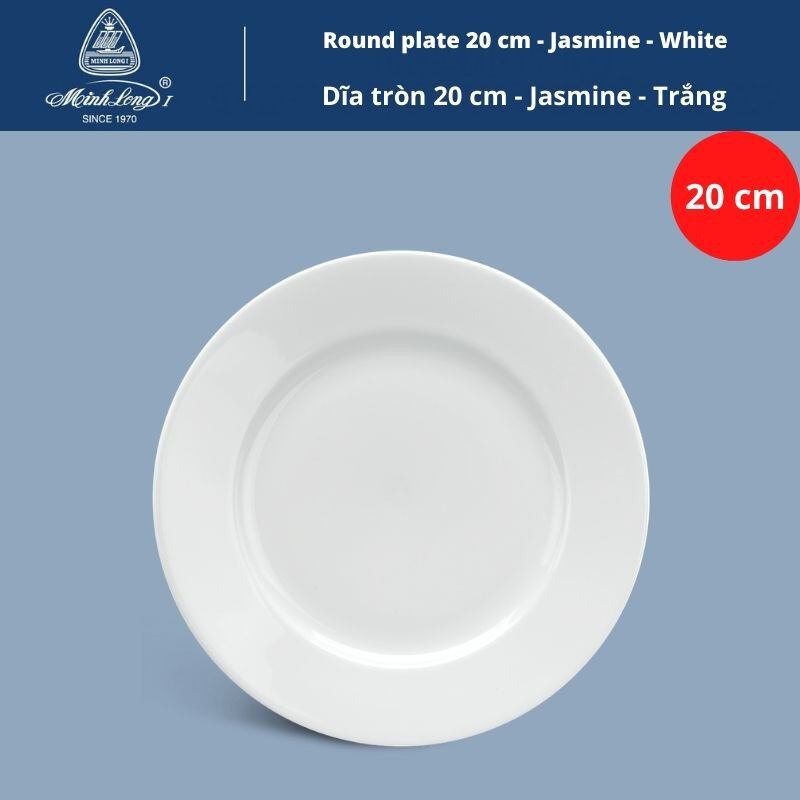 Dĩa sứ tròn trắng 20cm - gốm sứ Minh Long