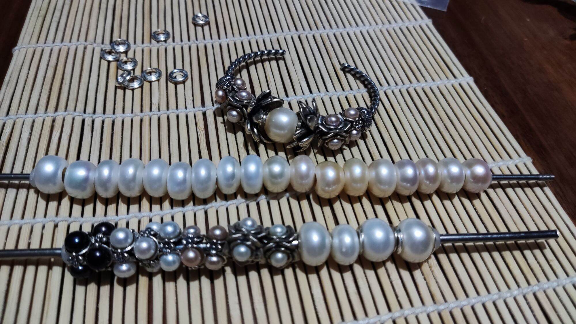 GauBee Charm bạc 925 hạt trai tự nhiên xỏ vòng