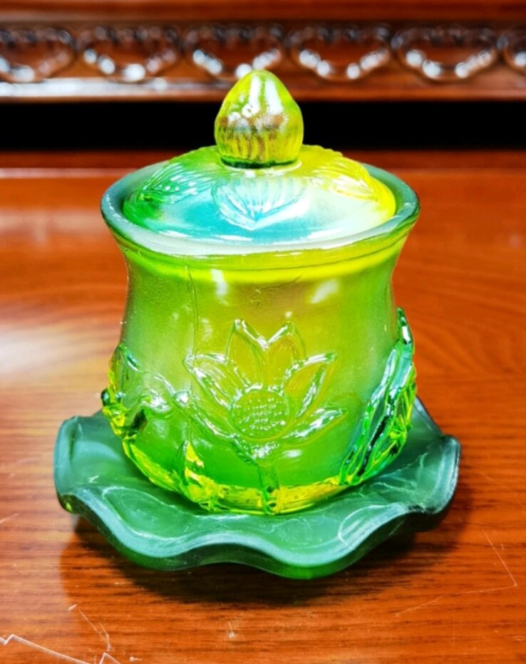Bộ  thờ cúng lưu ly xanh ngọc  _ binh _ lư _ ly _ dĩa